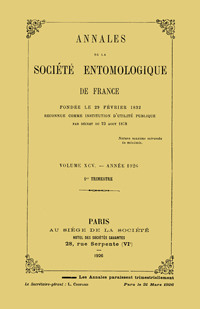 Cover image for Annales de la Société entomologique de France (N.S.), Volume 95, Issue 1, 1926