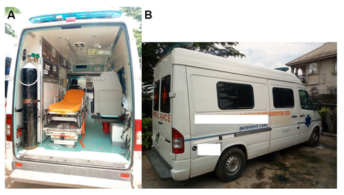 Figure 2 Intensive care ambulance: internal view (A), external view (B).
