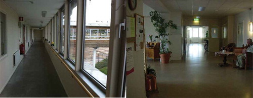 Figure 2. Corridor in the extra-care housing and the assisted living facility (to the right).