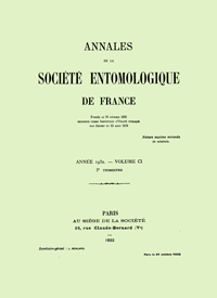 Cover image for Annales de la Société entomologique de France (N.S.), Volume 101, Issue 3, 1932