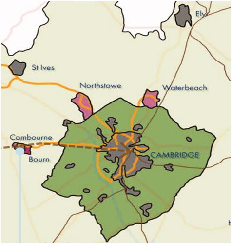 Figure 3. Map of Cambridge and South Cambridgeshire, showing location of new developments of strategic importance (source: SCDC 2018).