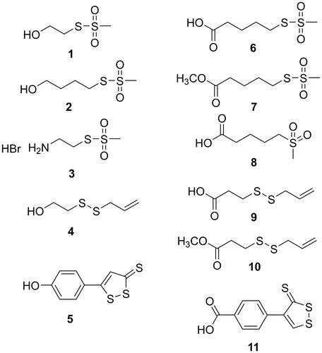 Figure 2. Structures of the investigated sulfurated moieties.