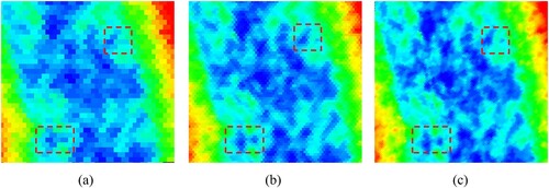 Figure 19. Rectangular pixel OS data at different resolutions. (a) Level 8. (b) Level 9. (c) Level 10.