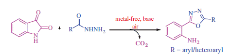 Scheme 1. Transition metal-free domino oxidative decarboxylation for the formation of 1,3,4-oxadiazole.