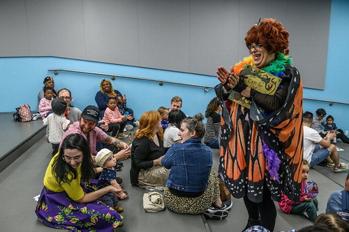 Figure 3. Rev. Yolanda in butterfly drag at a DQSH event. Photo by Paolo Quadrini.