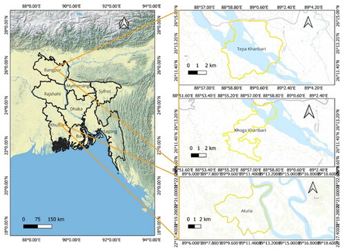 Figure 2. The study areas in Bangladesh.