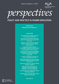 Cover image for Perspectives: Policy and Practice in Higher Education, Volume 23, Issue 2-3, 2019