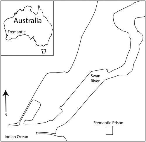 Figure 1. Location of Fremantle Prison in Fremantle, Western Australia (Drawing: Paige Taylor).
