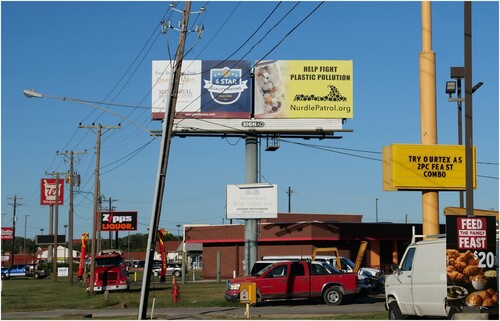 Figure 1 A billboard in Port Lavaca, Texas, set up by the citizen science group NurdlePatrol with funds generated from the Waterkeeper settlement. Photo by Tim Schütz, October 2022.