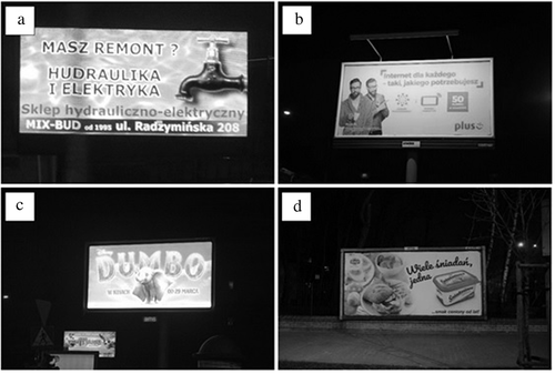 Fig. 2. Advertisements types (group A top left, group B top right, group C bottom left, group D bottom right). Source: Own description