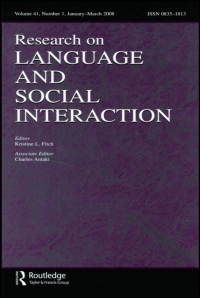 Cover image for Research on Language and Social Interaction, Volume 20, Issue 1-4, 1987
