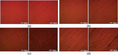 Figure 3. Optical images before corrosion test (a) S409, (b) S430, (c) S316 and (d) S444