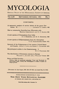 Cover image for Mycologia, Volume 53, Issue 5, 1961