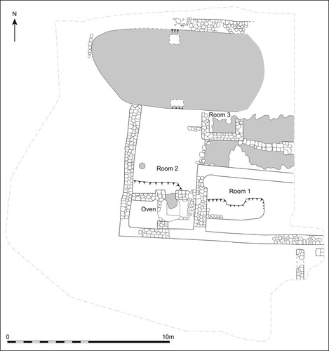 Figure 2. Plan of the excavated plot at High Street, Brackley, thirteenth century. Source: Redrawn by Kirsty Harding after R. Atkins, A. Chapman and M. Holmes, ‘The Excavation of a Medieval Bake/Brewhouse at The Elms, Brackley, Northamptonshire, January 1999’, Northamptonshire Archaeology 28 (1999): 5–24.