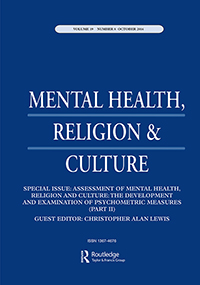 Cover image for Mental Health, Religion & Culture, Volume 19, Issue 8, 2016