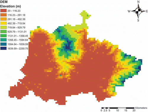 Fig. 5 DEM of the Chaliyar watershed in grid format.