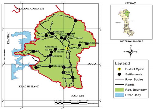 Figure 2. Map of Nkwanta South District in a Regional Context.