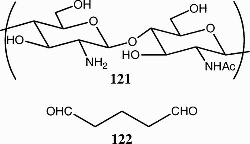 Figure 17: 121, Chitosan; 122, glutaraldehyde.