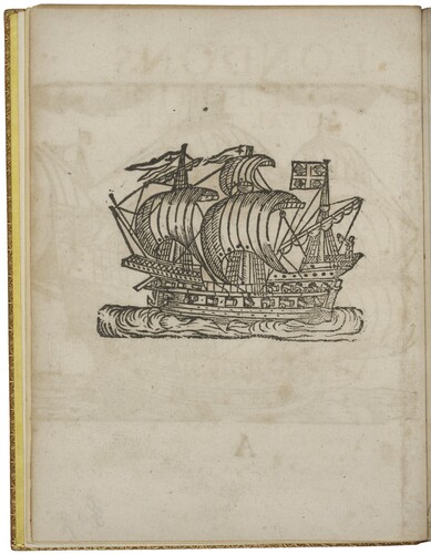 FIGURE 2 Londons Love (London, 1610), A1v, bearing a Type 8 ship woodcut. Call #: STC 13159. Used by permission of the Folger Shakespeare Library.