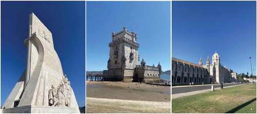 Figure 1. Left: Padrão dos Descobrimentos (Discoveries Monument), Middle: Belém Tower, Right: Jerónimos Monastery in Lisbon, Portugal (Photos by Vidhika Punjani).