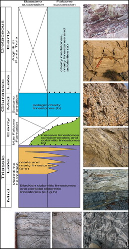 Figure 2. Stratigraphic chart of the Marettimo Island succession and pictures of representative sedimentary facies. See text for details.