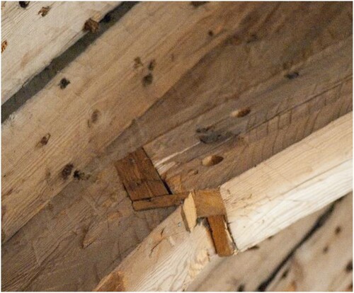 Figure 18. Damaged connection between main rafter and struts.