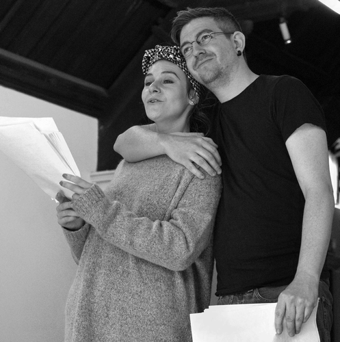 Figure 3. Kerri Quinn and Cillian O’Dee during rehearsals for My English Tongue, My Irish Heart by Martin Lynch, Belfast, April 2015. Photo: Ruth Gonsalves Moore.