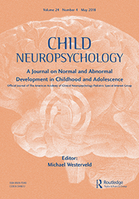 Cover image for Child Neuropsychology, Volume 24, Issue 4, 2018