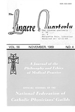 Cover image for The Linacre Quarterly, Volume 56, Issue 4, 1989