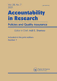 Cover image for Accountability in Research, Volume 28, Issue 7, 2021