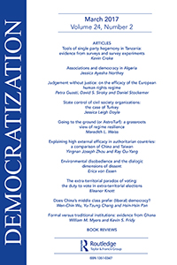 Cover image for Democratization, Volume 24, Issue 2, 2017