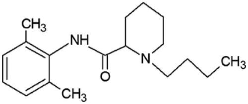 Figure 1. Showing bupivacaine – chemical structure. This figure was culled from [Citation12].