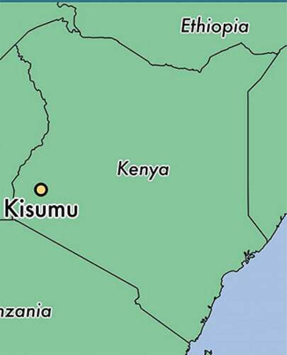 Figure 1. Map of Kenya showing the location of Kisumu city.