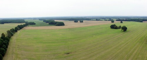 Figure 5. Panorama picture of the present-day landscape in the surroundings of the royal tomb created from oblique aerial photographs.