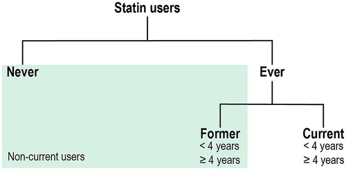 Figure 1. Statin exposure categorizations evaluated in the study analyses.