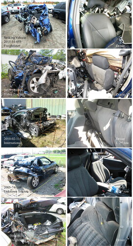Figure 1. Tractor-trailer impacts with crush of the rear occupant compartment in the struck vehicle.