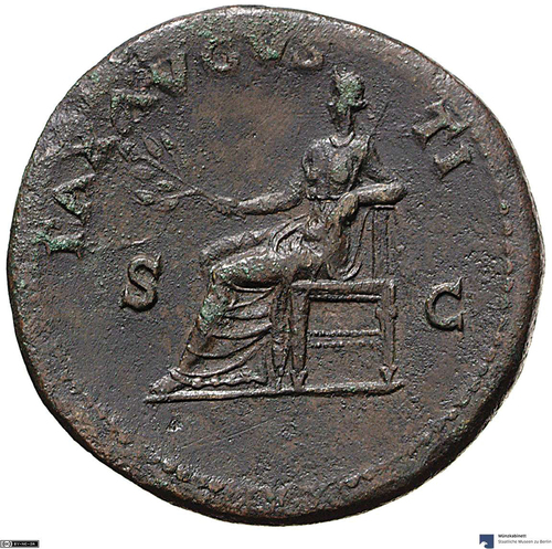 Figure 2. Pax holding a branch and a scepter. Sestertius, Vespasianus 71 CE (RIC II-12 nr. 186).