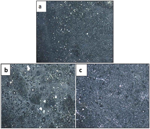 Figure 8. Optical micrographs obtained (a) Zn-10Nb2O5 (b) Zn-10Nb2O5-5SiO2 (c) Zn-10Nb2O5-10SiO2 after heat treatment.