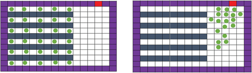 Figure 10. Shows the image time phases of a simulation showing people on the floor and existing scenario of one door.