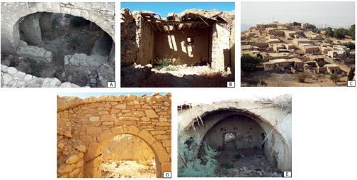 Fig. 2. A selection of images from old villages in the At Tafila governorate. A: Al Ma’tan; B: Dana; C: An Namta; D: As Sala; E: Sinfiha.