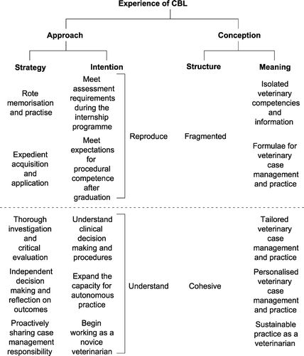 Figure 3 Relationships between conceptions of the content of CBL and approaches to CBL.