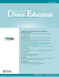 Cover image for Journal of Dance Education, Volume 20, Issue 4, 2020