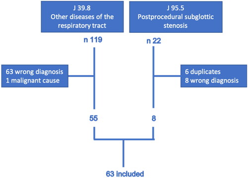 Figure 1. Flow chart illustrating which diagnosis (ICD-10) patients were included also showing excluded cases.