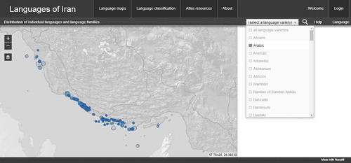 Figure 13: Sample Language Distribution Map for Individual Varieties:Arabic in Bushehr and Hormozgan.Source: http://iranatlas.net/module/language-distribution.single_language