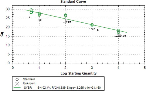 FIGURE 5 Standard curves of DNA pork dendeng using mitochondrial D-Loop 686 Primer.