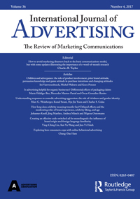 Cover image for International Journal of Advertising, Volume 36, Issue 4, 2017