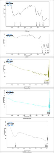 Figure 3. FTIR spectra of various constituents and formulation.
