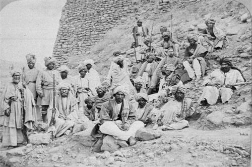 Figure 4. Afridi chiefs, who controlled the Khyber Pass, At Jamrud, c1878 (Photograph by John Burke, 2nd 1973), Afghan War, NAM number: 1965-10-220-25, Image number 98812, (1878–1880), 1878 (c).