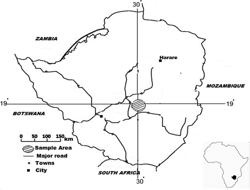 Figure 2. Map showing Nhema communal area where A. garckeana (snot apple) fruits were collected in Shurugwi district, Zimbabwe