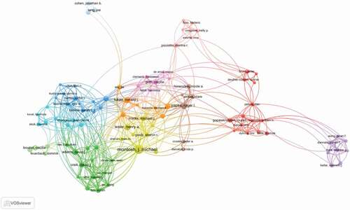 Figure 4. The network of authors contributed to nAChR channel research